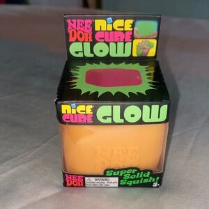 Needoh Nice Cube Glow Orange Glow In The Dark NEW
